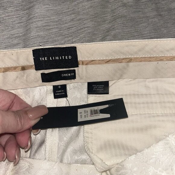 The Limited Ivory Damask Floral Textured Drew Fit Flare Leg Dress Pants Size 8 - Picture 8 of 10